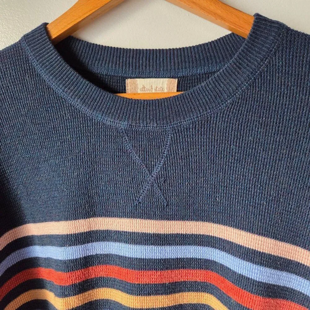 EUC ALTAR'D STATE CREW NECK WOOL BLEND STRIPED SWEATER TOP SIZE M